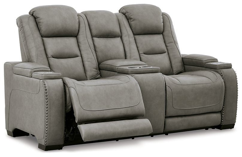 The Man-Den Power Reclining Loveseat with Console - World Furniture Gallery (Newark, CA)