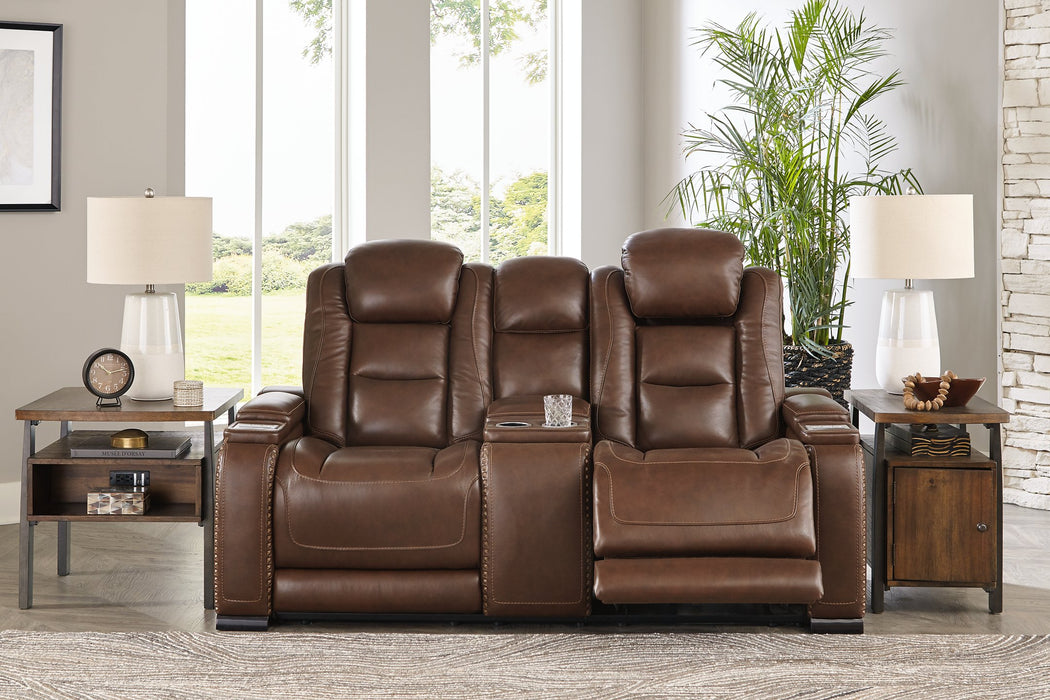 The Man-Den Power Reclining Loveseat with Console - World Furniture Gallery (Newark, CA)