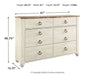 Willowton Dresser and Mirror - World Furniture Gallery (Newark, CA)
