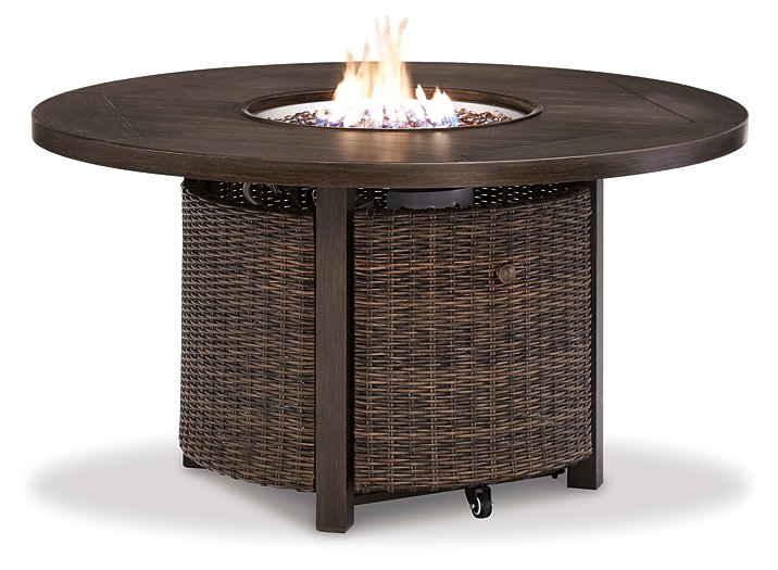 Paradise Trail Paradise Trail Fire Pit Table with 4 Nuvella Swivel Lounge Chairs - World Furniture Gallery (Newark, CA)