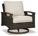 Paradise Trail Paradise Trail Fire Pit Table with 4 Nuvella Swivel Lounge Chairs - World Furniture Gallery (Newark, CA)