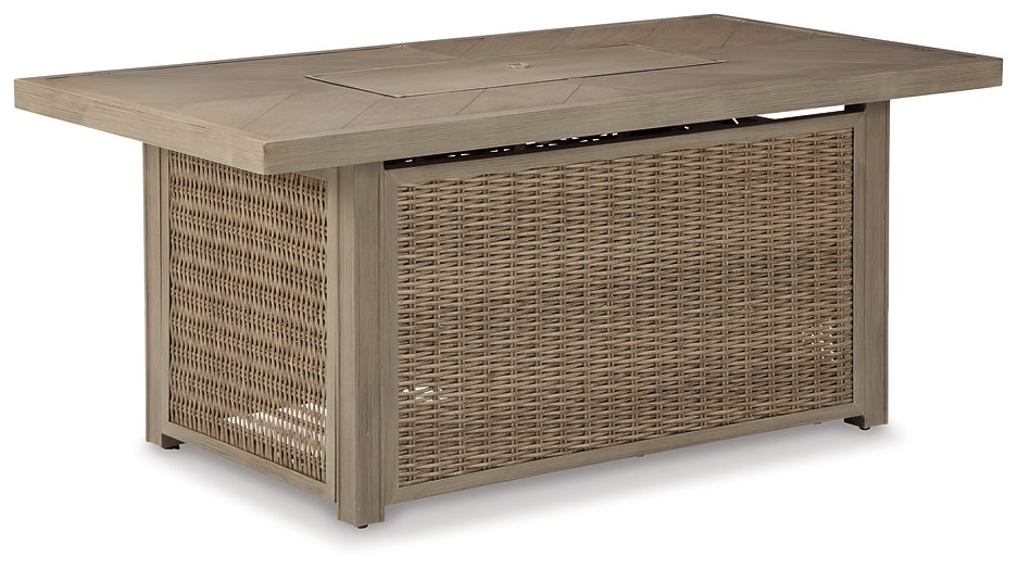 Beachcroft Beachcroft Fire Pit Table with Four Nuvella Swivel Lounge Chairs - World Furniture Gallery (Newark, CA)