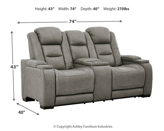 The Man-Den Power Reclining Loveseat with Console - World Furniture Gallery (Newark, CA)